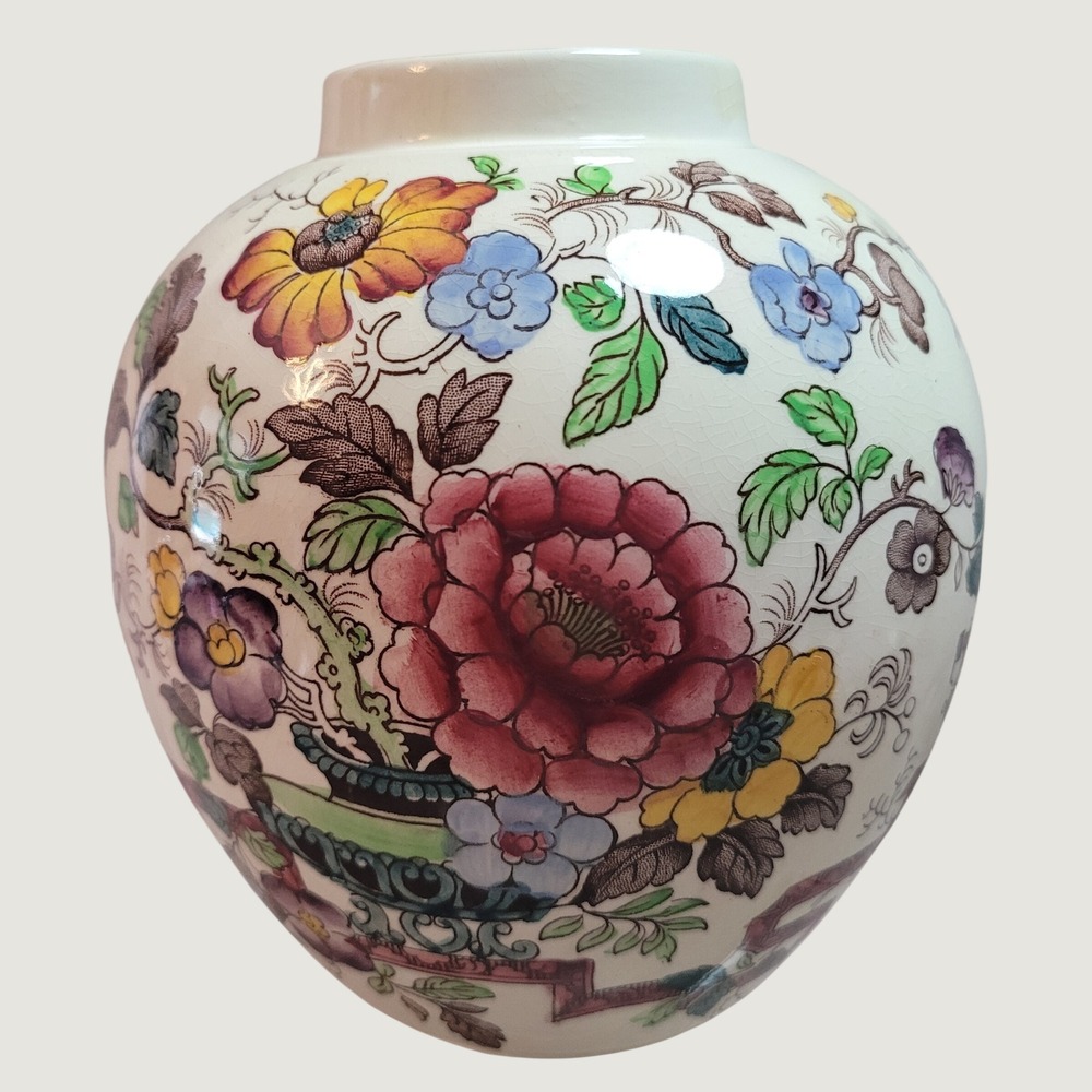 Antique 1920s Mason's Patent Ironstone Nabob Ginger Jar C4830 England No Lid